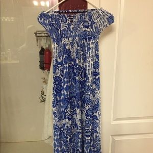 Blue and white dress